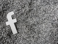 Facebook logo's 'f' on grass in black and white representing the Mark Zuckerberg testimony