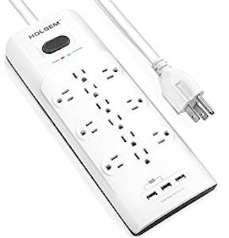 HOLSEM 12 Outlets Surge Protector Power Strip with 3 Smart USB Charging Ports 