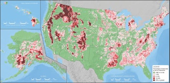 More than 80 million acres are at risk of losing at least 25 percent of tree vegetation between 2013...