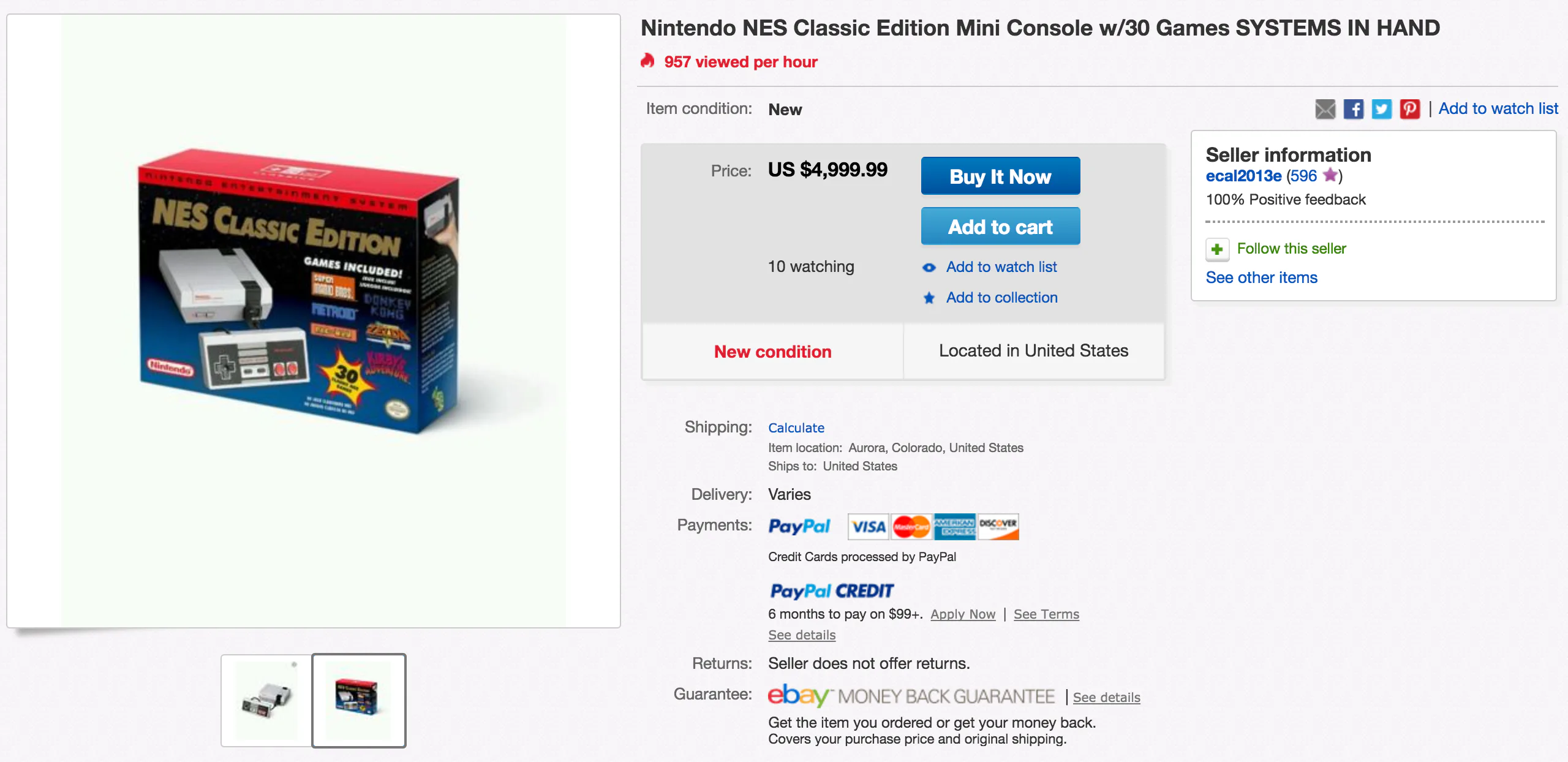 NES Classic Mini Is Selling at a 8000% Mark-Up on eBay Right Now