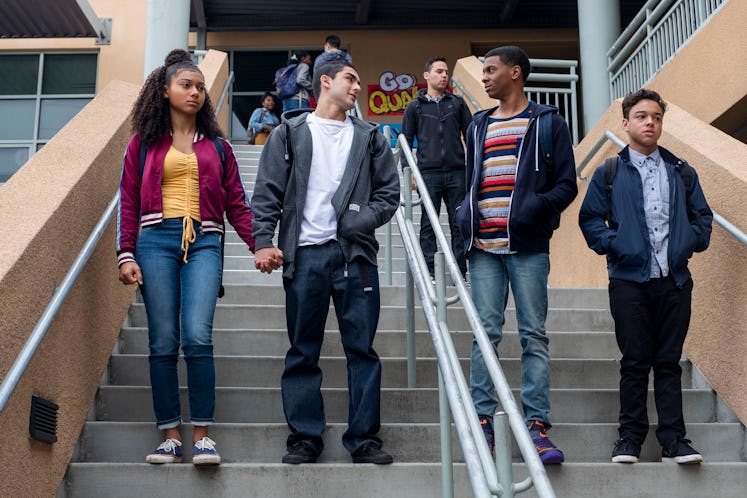 "On My Block" scene of four characters walking down stairs