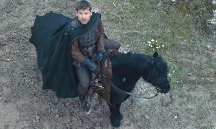 Jaime leaves King's Landing just as snow begins to fall, thankfully with Widow's Wail in tow.