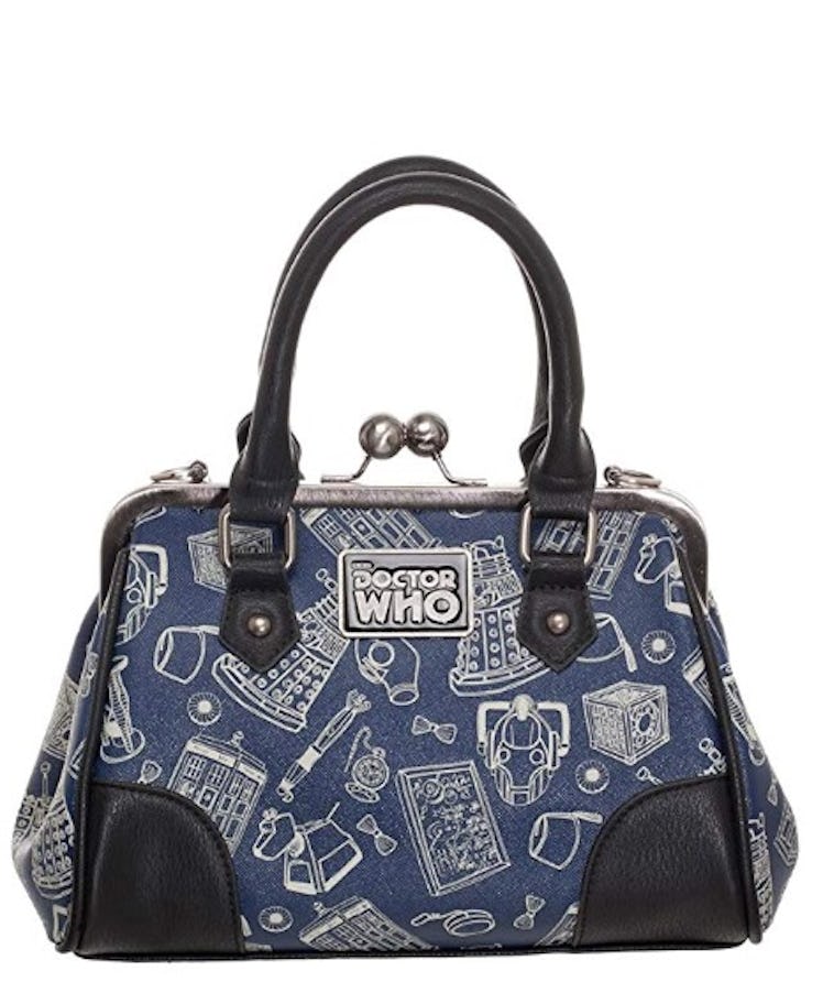 Doctor Who Scribble Art Kiss Lock Satchel Handbag