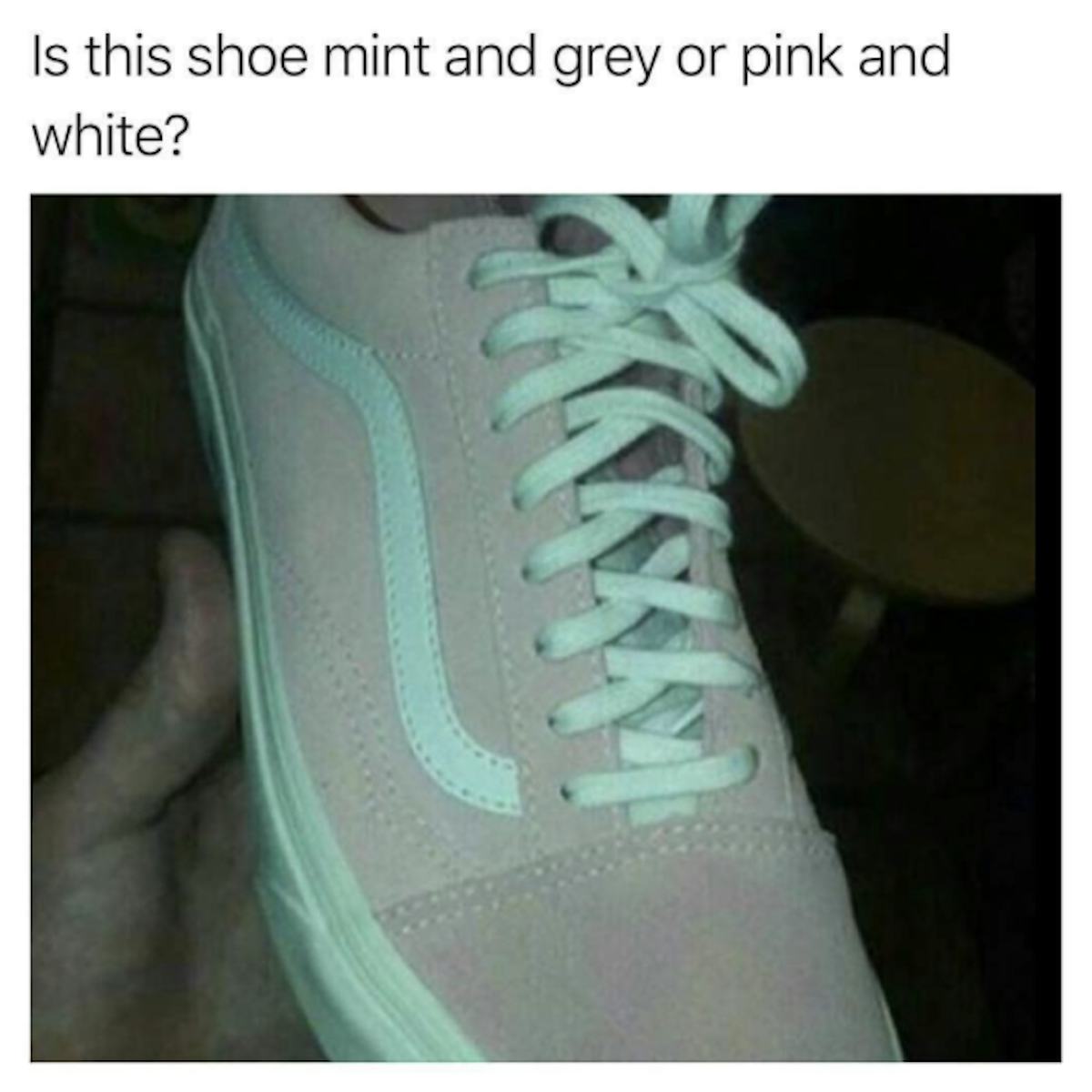 Pink and white shoes vs grey and teal discount
