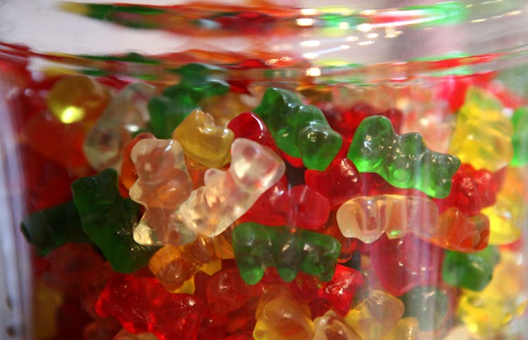 A jar full of bear-shaped candies