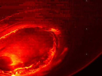 An infrared view of Jupiter's southern aurora as seen by the Juno spacecraft. 