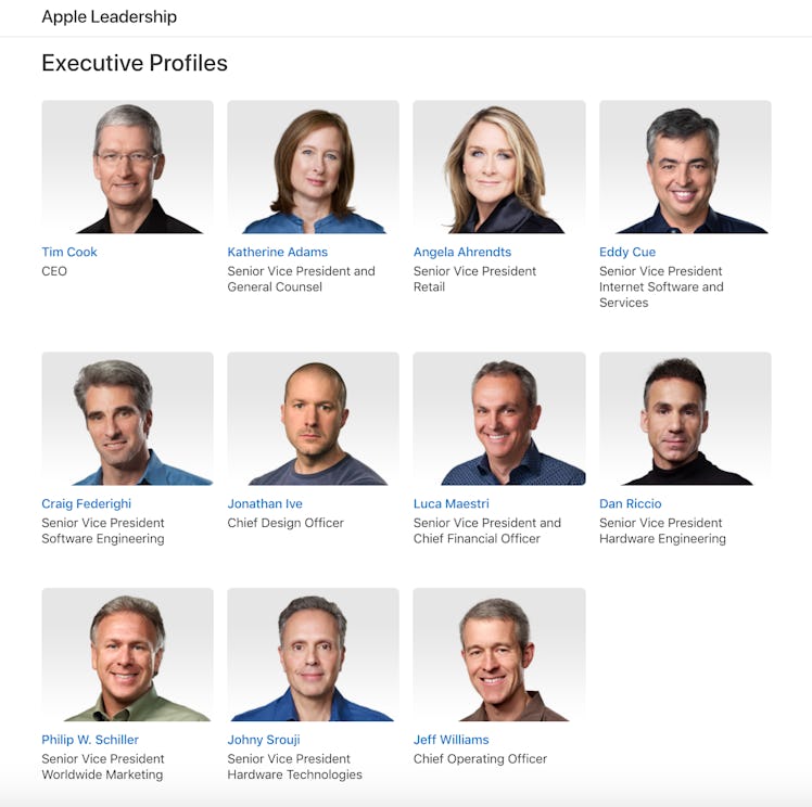 The highest ranking employees at Apple.