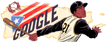 The Google Doodle honoring Roberto Clemente.
