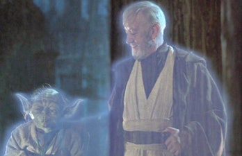 Yoda and Obi-Wan force ghosts in 'Return of the Jedi'