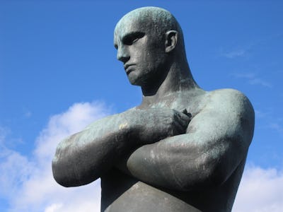 Teuton statue in granite in Vigeland Sculpture Park in Oslo