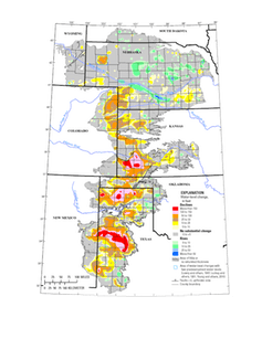 Ogallala Aquifer water-level changes from predevelopment (about 1950) to 2015. 