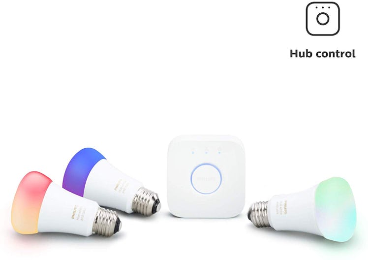 Philips Hue White and Color Ambiance LED Smart Light Bulb Starter Kit, 3 A19 Smart Bulbs & 1 Hue Hub...