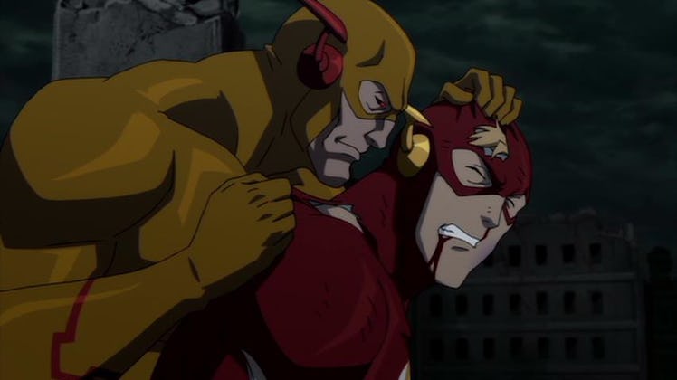 The Flash gets harassed by the Reverse-Flash in 'The Flashpoint Paradox'.