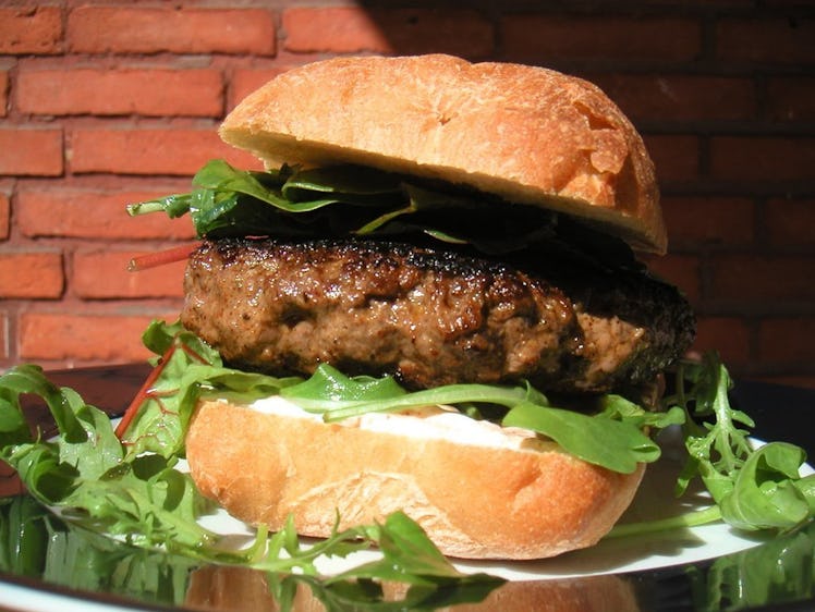 Burger with meat and salad