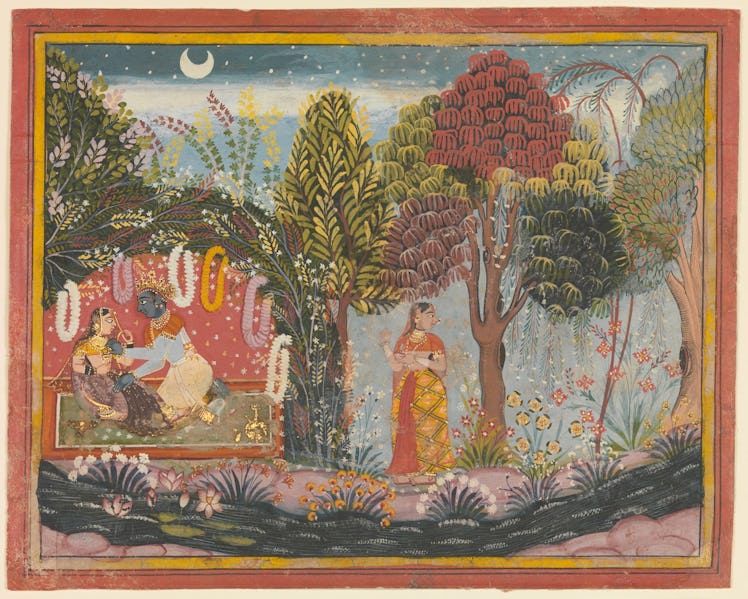 Krishna and Radha in a Bower: Page From a Dispersed Gita Govinda artwork
