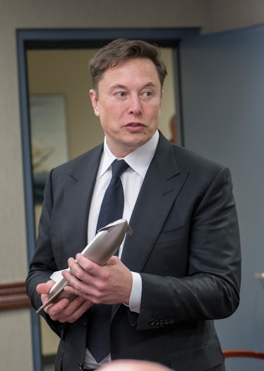 SpaceX CEO Elon Musk explains the future capabilities of his company’s “Starship” to senior leaders ...