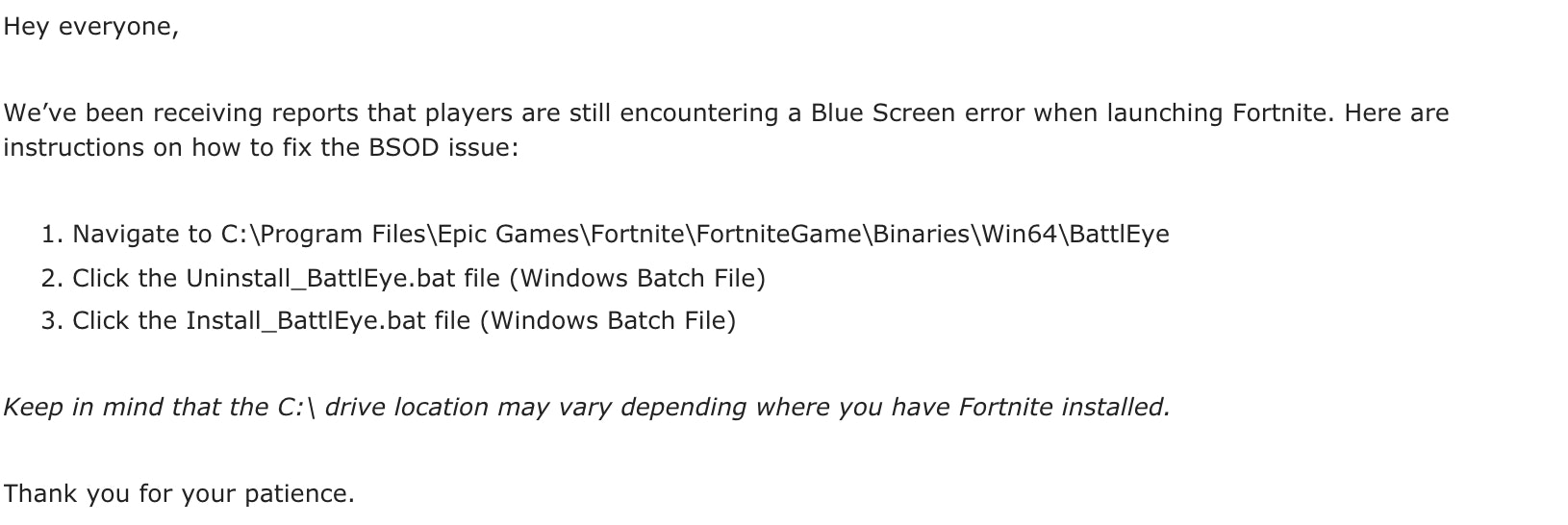 Fortnite Bsod How To Fix The Blue Screen Of Death Bug - bsod f3x build roblox