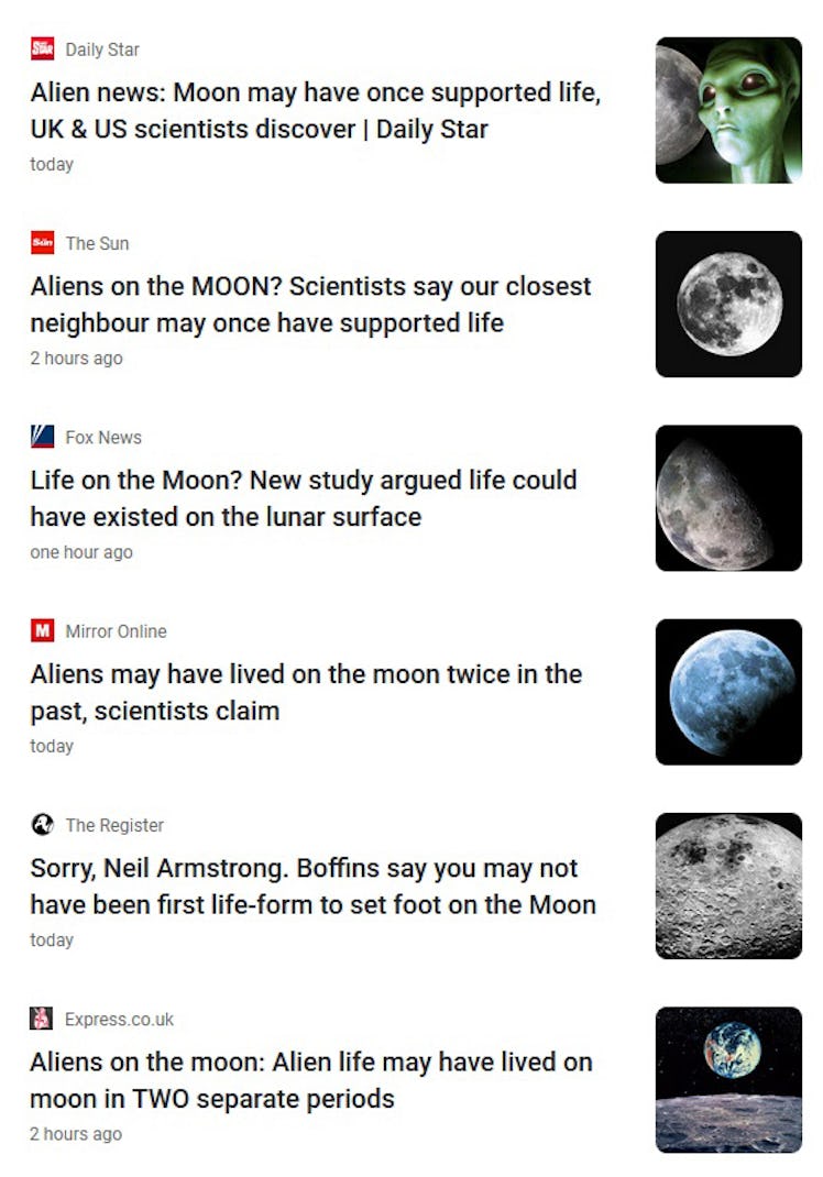 Moon Lunar Atmosphere Life Aliens British Tabloids Grey Aliens