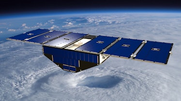 CYGNSS satellite above a hurricane.