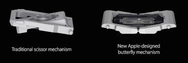 Apple's depiction of scissor versus butterfly mechanisms.