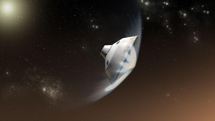 Artist's concept of the Mars Science Laboratory entry into the Martian atmosphere