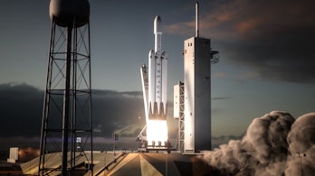 SpaceX falcon heavy blastoff rocket launch