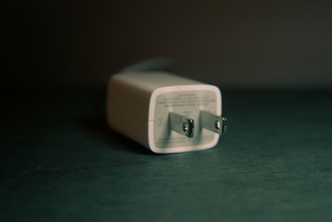 An iPhone charging plug.