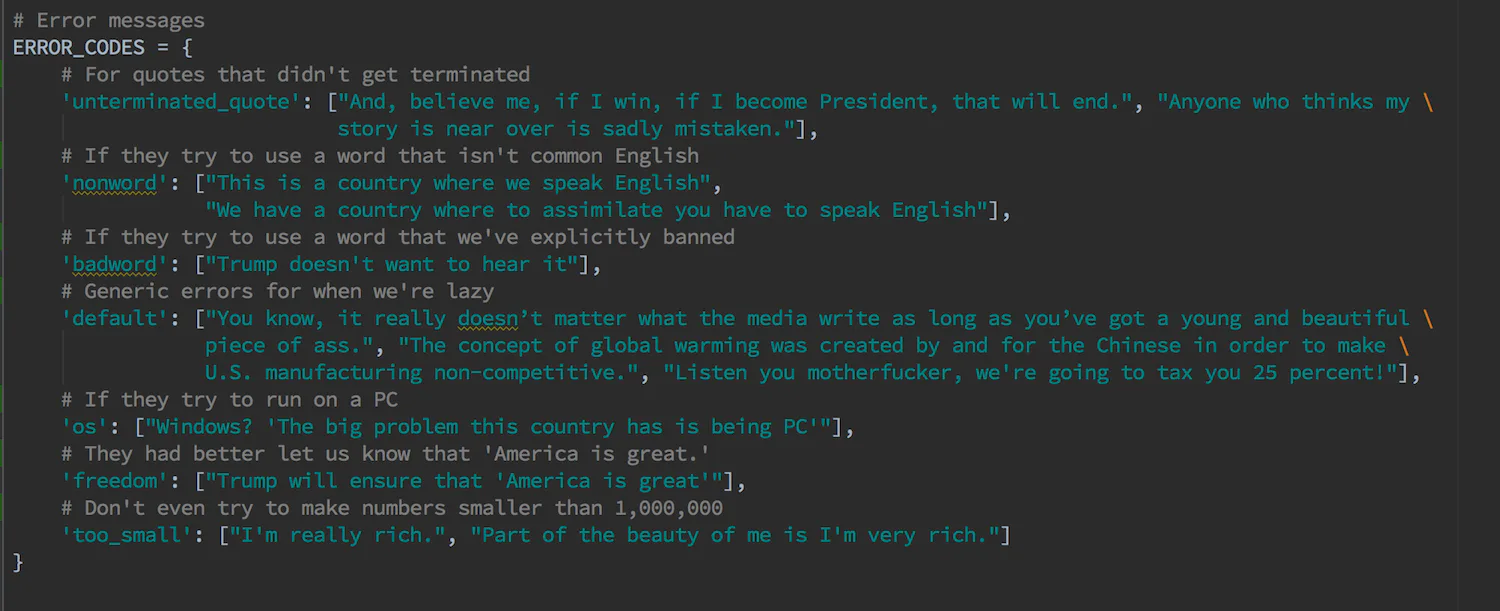 Coders Assimilate Donald Trump to a Programming Language