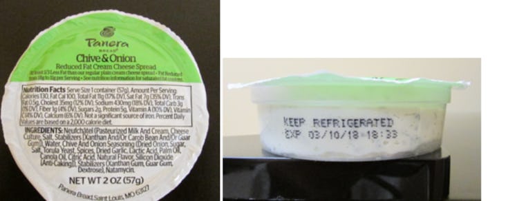 panera cream cheese listeria recall, 2-oz varieties of prepackaged cream chees
