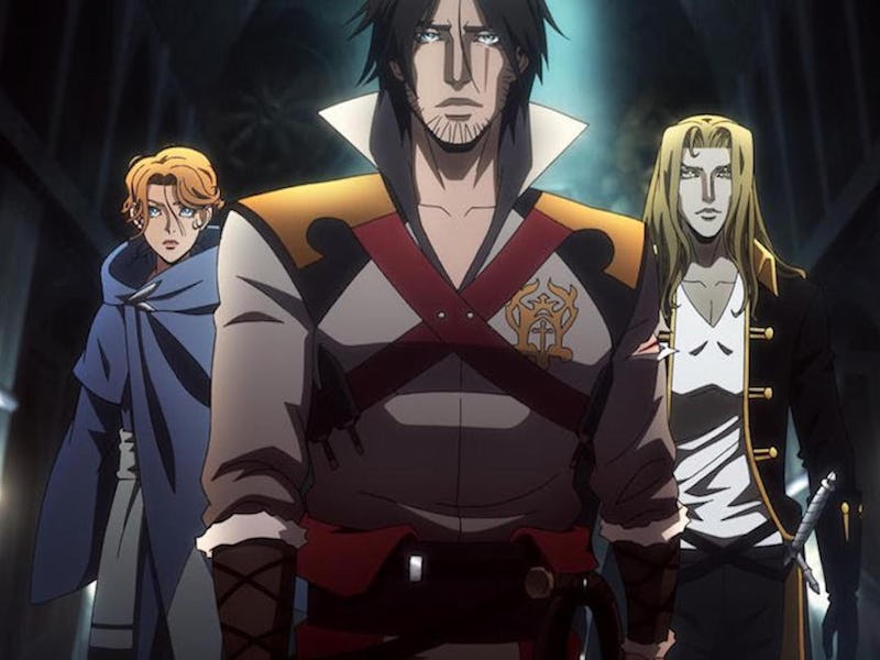 A screenshot from the Netflix's Castlevania of the lead trio