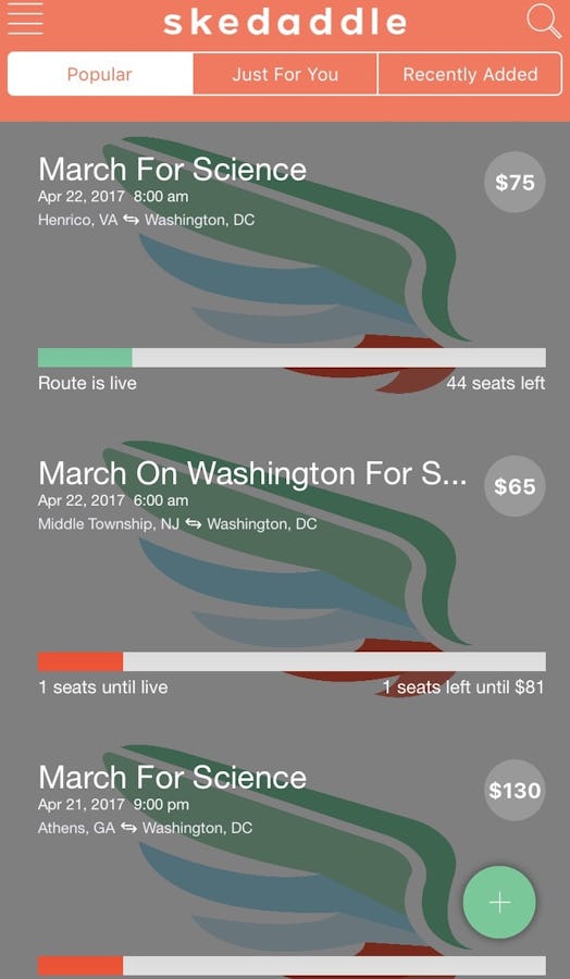 Skedaddle routes toward the March for Science on April 22.