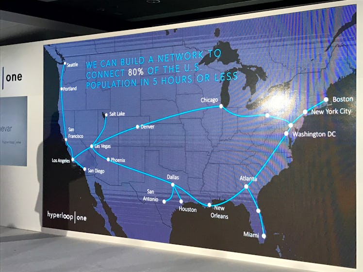 At the company press conference, Hyperloop One displayed this map of a theoretical future network.