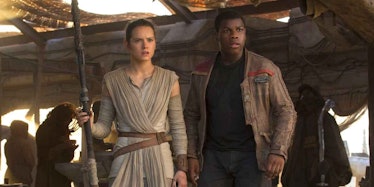 Rey (Daisy Ridley) and Finn (John Boyega) in 'The Force Awakens'.