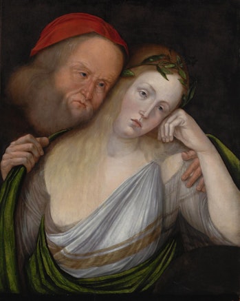 A 1503 painting of an old man and young woman.