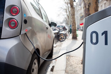 An electric car charging.