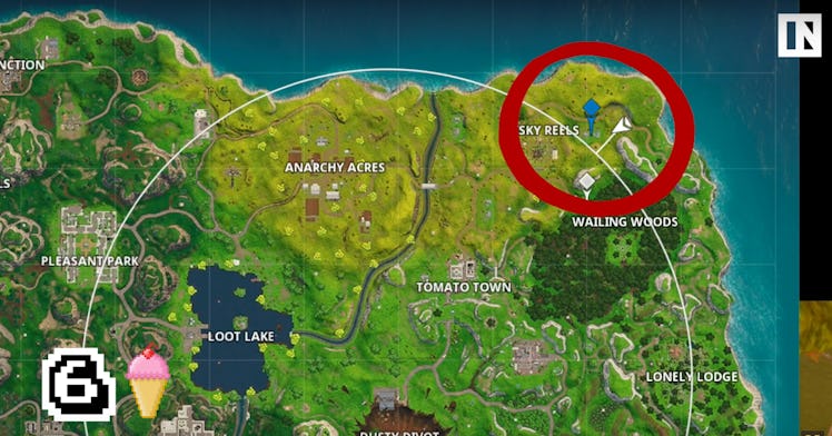 The Ice Cream Zone is just northeast of Risky Reels.