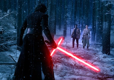Adam Driver, Daisy Ridley, John Boyega in 'Star Wars: The Force Awakens'
