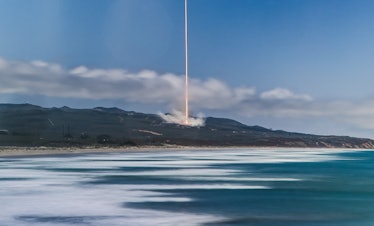 SpaceX launching from a distance.