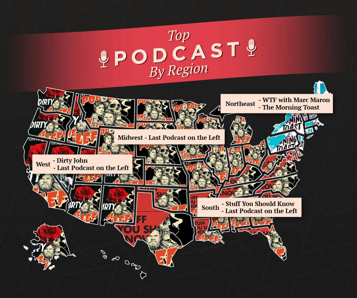 Map Shows the Most Popular Podcasts in Every State