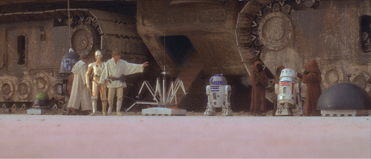 C-3PO and Luke Skywalker in 'Star Wars'