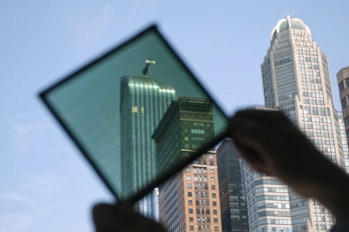 New York City skyscrapers, as seen through a SolarWindow panel.