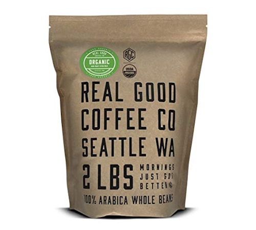 Real Good Coffee Co Organic Dark Roast Whole Bean Coffee, 2 Pounds 