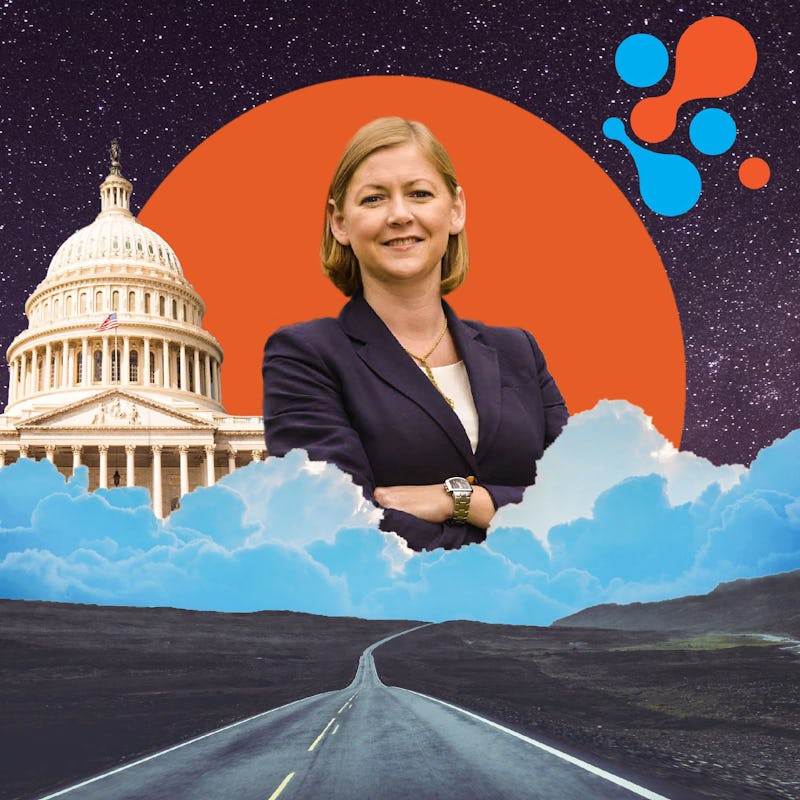 Collage of Shaughnessy Naughton, the Capitol building, and a road