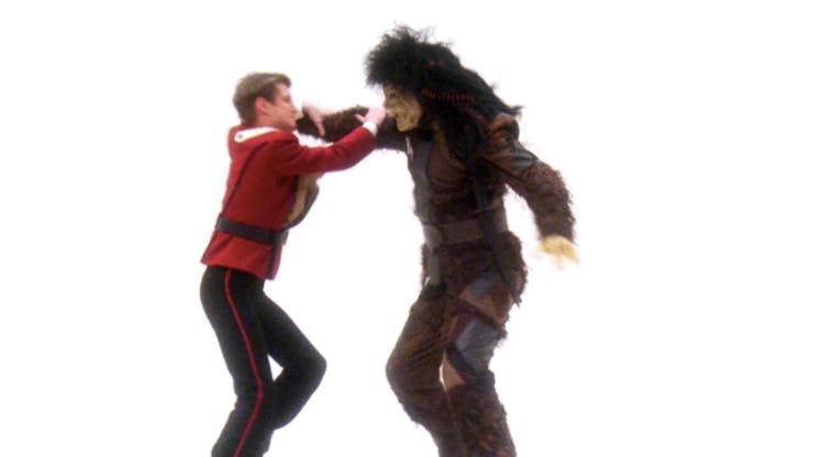 Young  Jean-Luc Picard fights a Nausicaan in 'Tapestry.' (1993)