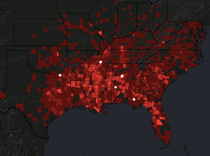 Google S New Map Illustrates The History Of Lynchings In The U S Districts In Darker Shades Of Red Witnessed More Lynchings Than Others