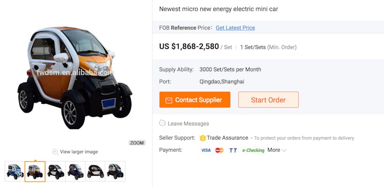 Alibaba microcar China sales small car electric minicar