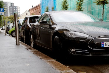 A Tesla Model S parked in Oslo.