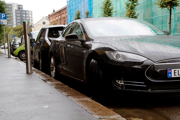 A Tesla Model S parked in Oslo.