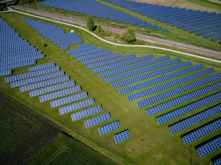 Solar panels across a field.