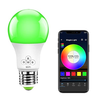 MagicLight WiFi Smart Light Bulb, Dimmable, Multicolor, Wake-Up Lights, No Hub Required, Compatible ...